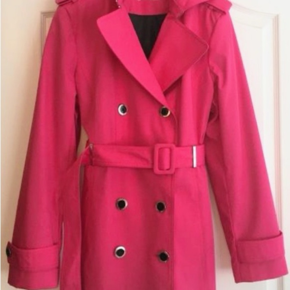 Calvin Klein Pink Trench Coat with Hood
